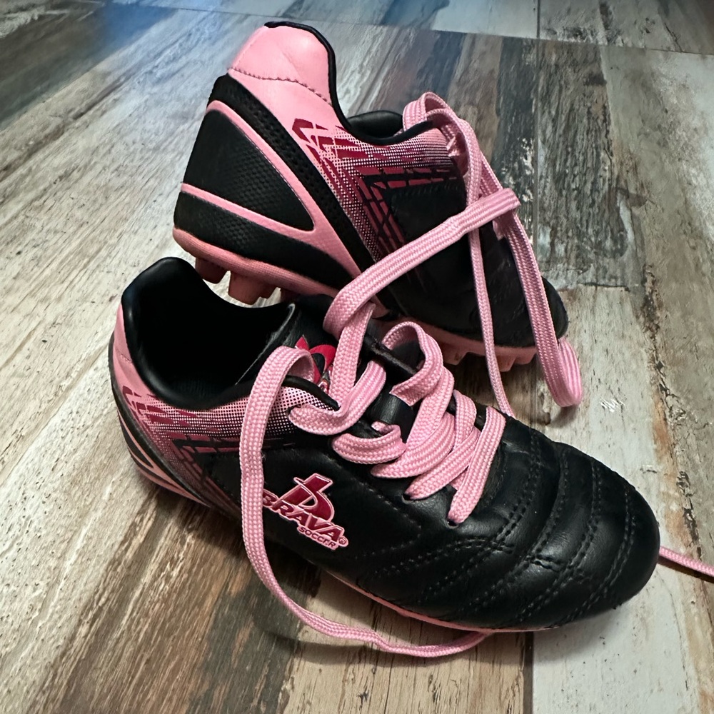 Black and Pink Kids Soccer cleats